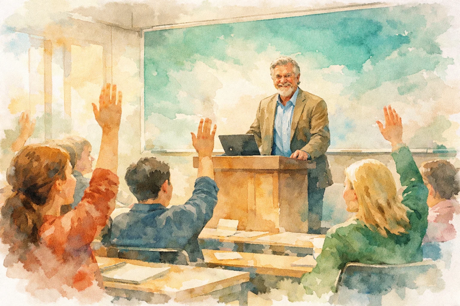 Docente e studenti in aula